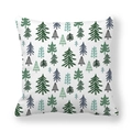 Peach skin pillowcase featuring hand-drawn green and blue pine tree patterns - Nordic Hand-painted Pine Tree Pattern (6)