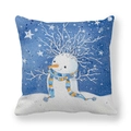 Christmas snowman pillowcase in peach skin fabric with watercolor snowman and star pattern - 45x45cm / Snowman Under Starry Sky (12)