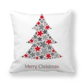 White Christmas pillow case with red star tree pattern and Merry Christmas text - Red Gray Star Abstract Christmas Tree (7)