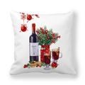 Housse de coussin Noël avec imprimé aquarelle vin chaud en tissu peau de pêche épais - Motif Boisson Festive Vin Chaud (15) / 45x45cm