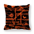 Halloween decorative pillowcase with Happy Halloween typography and orange pumpkin prints - Black Orange Contrast Halloween Pumpkin (8)