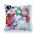 Square snowman family Christmas pillow case in peach skin style with vivid illustrations - Snowman Family and White Bear Cub (9)