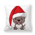 Christmas dog pattern pillowcase with red Santa hat on white peach skin fabric - Q Version Dog Red Hat Style (10)