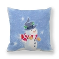 Christmas snowman pillow cover in peach skin fabric with hand-painted watercolor design - 45x45cm / Snowman with Gray High Hat (14)