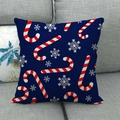 Detailed texture of blue Christmas cushion cover with candy cane and snowflake prints - Blue Candy Cane Snowflake (3)
