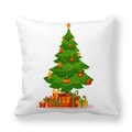 Illustrazione di albero di Natale con regali su federa bianca in pelle di pesca - 45x45cm / Albero di Natale Dipinto a Mano e Scatole Regalo(9)