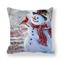 Christmas snowman peach skin pillow cover with cardinal bird and Stay Warm text - Snowman Cardinal Stay Warm Greeting (11)