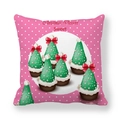 Federa per cuscino natalizia rosa a pois bianchi con stampa di dolci festivi - 45x45cm / Dessert Natalizio a Pois Rosa(10)