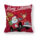 Red Christmas peach skin pillowcase featuring Santa Claus in a pickup truck with Merry Christmas text - Red Pickup Santa Gifts Style (10)