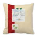 Christmas pillow cover featuring white goose and holly wreath on beige peach skin fabric - Snow Goose and Holly Pattern (15)