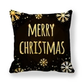 Modern black Christmas pillow case with golden snowflake and Merry Christmas text - Black Gold Snowflake Artistic Wishes (11)