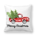 Detailed texture of white Christmas pillowcase with red truck and festive watercolor design - 18x18 Inch / Red Truck Snowflake Style (1)