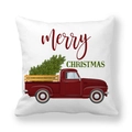 Detailed view of Merry Christmas peach skin pillowcase with red truck and tree - 18x18 Inch / Classic Red Truck Christmas Tree (2)