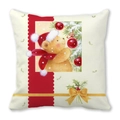 Xmas pillow cover with cartoon bear and Christmas tree on peach skin fabric - Teddy Bear and Christmas Tree Illustration (27)