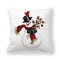 Christmas snowman pattern pillowcase in soft peach skin fabric for festive home decor - Purple Top Hat Snowman Cardinal Berries (13)