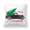 Christmas peach skin pillowcase featuring a vintage black truck and Merry Christmas text - 18x18 Inch / Pattern 2