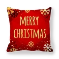 Christmas Peach Skin Pillowcase in Red with Golden Merry Christmas and Snowflake Print - Red Base Gold Letter Snowflake Style (12)