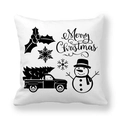Christmas pillowcase with black truck and snowman silhouette on white background - 18x18 Inch / Pattern 4