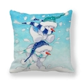 Christmas snowman pattern square cushion cover made of peach skin velvet fabric - 45x45cm / Fresh Light Blue Snowman (17)