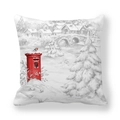 Christmas peach skin pillowcase featuring red mailbox and winter snow scenery print - Red Postbox and Bird Style (7)