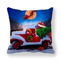 Christmas peach skin pillowcase featuring a red truck and golden retriever in snow - Christmas Truck with Golden Retriever (1) / 45x45cm