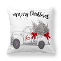 Christmas car peach skin pillowcase with vintage truck and green holiday trees design - 18x18 Inch / Vintage Sketch Truck (13)