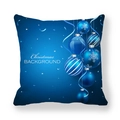 Dettaglio di palline di Natale blu e stelle stampate su federa in pelle di pesca - Stile Palla Stellata Blu Scuro (2)
