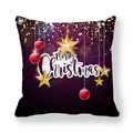 Lila Kissenbezug mit goldenen Sternen und Merry Christmas Druck für Weihnachten - Lila Schwarz Verlauf Weihnachten Stil (10)