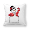 Christmas snowman pattern square peach skin throw pillow cover with festive cartoon print - Red Polka Dot Coat Snowman with Red Bird (15)