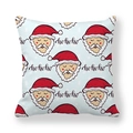 Macro view of Christmas peach skin pillowcase with Santa Claus pattern and Ho Ho Ho text - Smiling Santa Claus Avatar