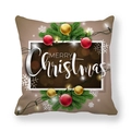 Detail of Christmas pillowcase with Merry Christmas text and festive ball ornaments - Beige Pine & Bauble