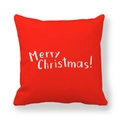 Close-up of red square pillowcase with white Merry Christmas handwriting on soft fabric - 45x45cm / Red Artistic Text Blessing