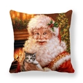 Federa per cuscino natalizia con Babbo Natale e gattino in stile pittura a olio calda - 45*45cm / Stile Babbo Natale E Gatto Grigio (cr-14)