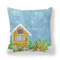 Light blue Christmas pillow cover with gingerbread house and 'WE LOVE Winter!' text - Light Blue Gingerbread Wonderland (9)