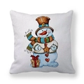 Christmas snowman pillowcase with watercolor illustration on soft white peach skin fabric - Brown Top Hat Snowman with Star Decor Gift (16)