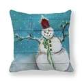 Square peach skin pillowcase featuring a cute snowman with red cabin hat and green scarf - Snowman with Cabin Hat (10)