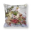 Square peach skin pillowcase with Christmas champagne and wine glasses festive print - Champagne Celebration Painting Style (10)