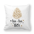 Federa natalizia in pelle di pesca con pigna dorata e scritta ho-ho HO! festiva - 45x45cm / Slogan Pigna Dorata Ho-Ho-Ho(15)