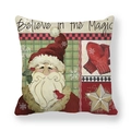 Christmas peach skin pillow case featuring Santa and Believe in the Magic text - Red Hat Santa and Robin (11)