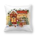 Christmas peach skin square pillowcase with watercolor toy store print and snow scene - 45x45cm / Toy Store Boy Winter Style (12)