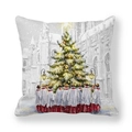 Housse de coussin peau de pêche avec sapin de Noël festif et illustration chorale - 45x45 cm / Enfants de la Chorale et Sapin de Noël (9)