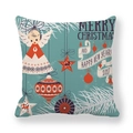 Vintage angel and baubles Christmas cushion cover in teal with festive graphics - Retro Angel & Star