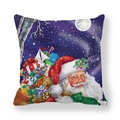 Housse de coussin Père Noël avec sac de cadeaux rouges sur fond blanc pour Noël - 45x45 cm / Père Noël avec un Grand Sac de Nuit de Neige (10)
