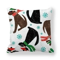 Kussensloop van perzikhuid met kerst Labrador hond illustratie en winterse sneeuwvlokken - Sjaal Zonnebril Labrador (3)