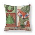 Winter themed peach skin pillowcase featuring a cute fox wearing a green scarf and hat - Green Striped Hat Fox (12)