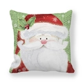 Christmas pillowcase with Santa Claus print and green knit pattern texture - Santa Claus with Snowflakes (13)