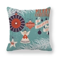 Christmas Peach Skin Pillow Case with Angel Illustration and Hanging Ornaments - Christmas Baubles & Angel
