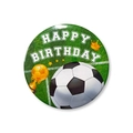 Fußball Happy Birthday Anstecknadel aus Weißblech mit Goldpokal und Ball-Design - Goldener Pokal Krone Fußball (zq001)