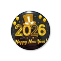 Black and gold 2026 Happy New Year tinplate badge with glittery party design - Black Gold New Year Style 1