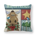 Winter Friends deer throw pillow case with holly wreath and reindeer illustration - Red Bow Tie Reindeer (14)